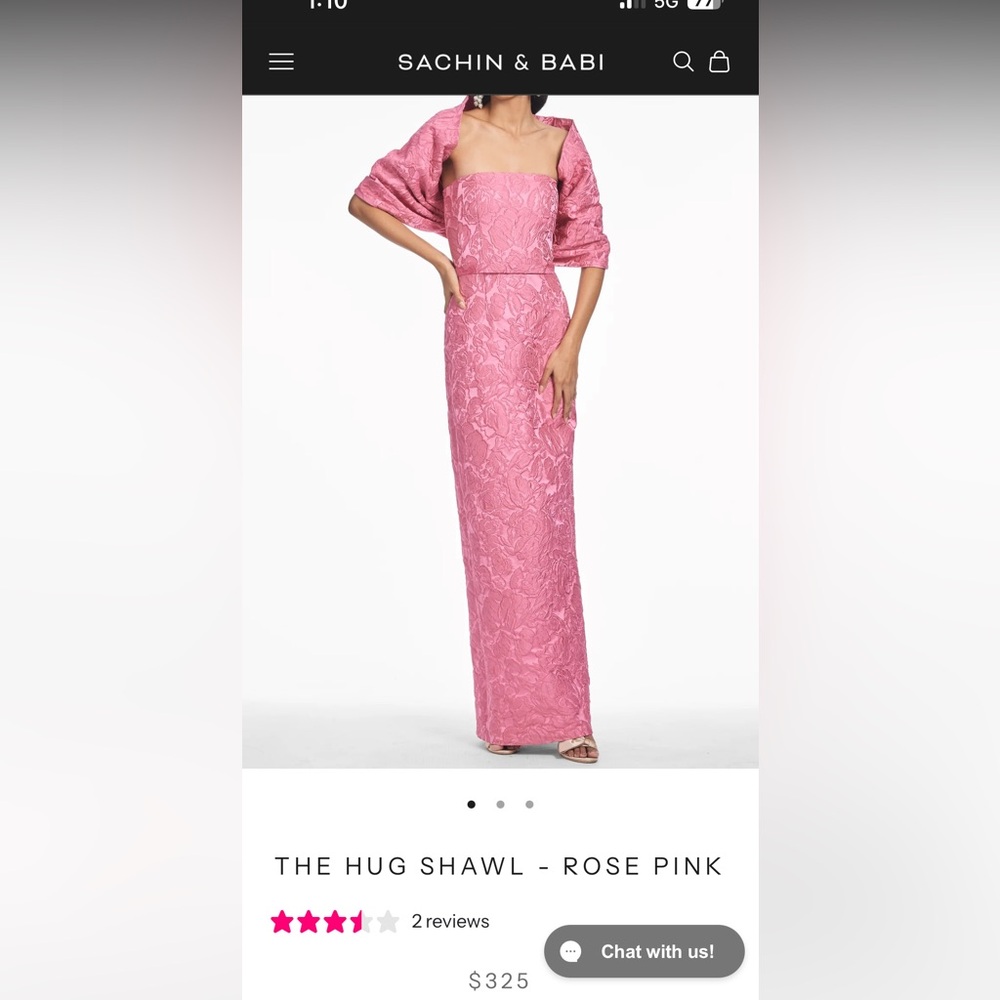 Sachin & Babi Rose Pink Sophia Gown (Size 12) and Shawl (Size S/M)